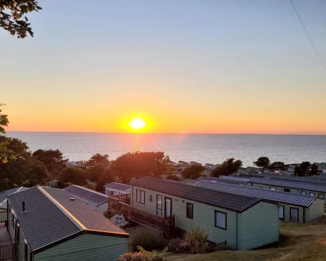 Morfa Bychan sunset over holiday homes