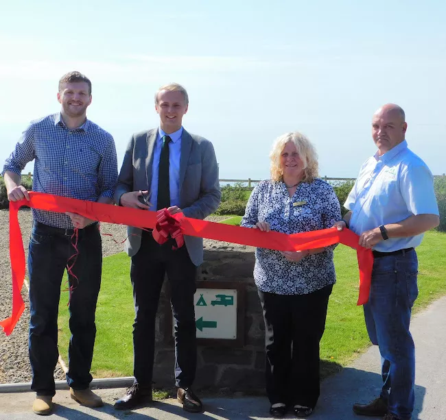 (left to right) Hillandale Caravan Parks employee Charles Lloyd Jones, Ben Lake MP and Morfa Bychan Holiday Park managers, Jenny and Gary Brunt.